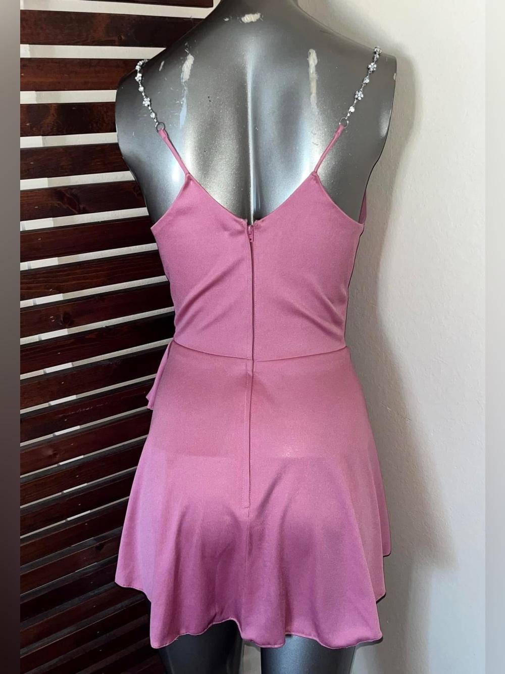 1970s Vintage Pink Wrap Style V-Neck Customized Disco Dress - Picture 5 of 8